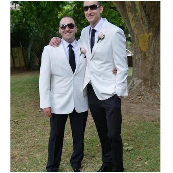 

men's suits & blazers classic wedding men white blazer with black pants 2021 elegant 2 pieces formal prom party tuxedos suit, White;black