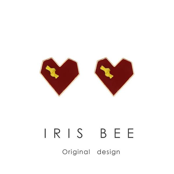

classic heart women earrings ins prevent allergy trendy vintage simple party accessories gifts irisbee 2021 fashion stud, Golden;silver