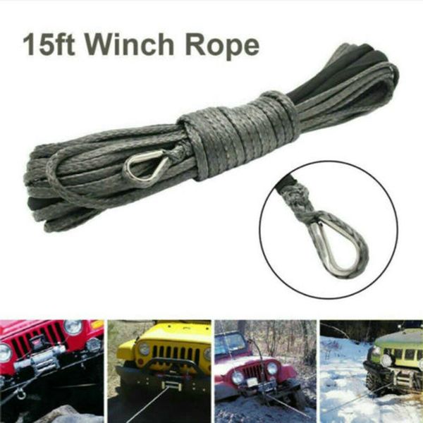 

parts gray winch rope line 15m*4.8mm cable for suvs motorcycles synthetic