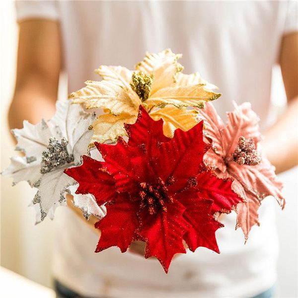 

decorative flowers & wreaths 1pcs 14cm flannel large artificial rose flower heads for home wedding decoration scrapbooking diy christmas tre