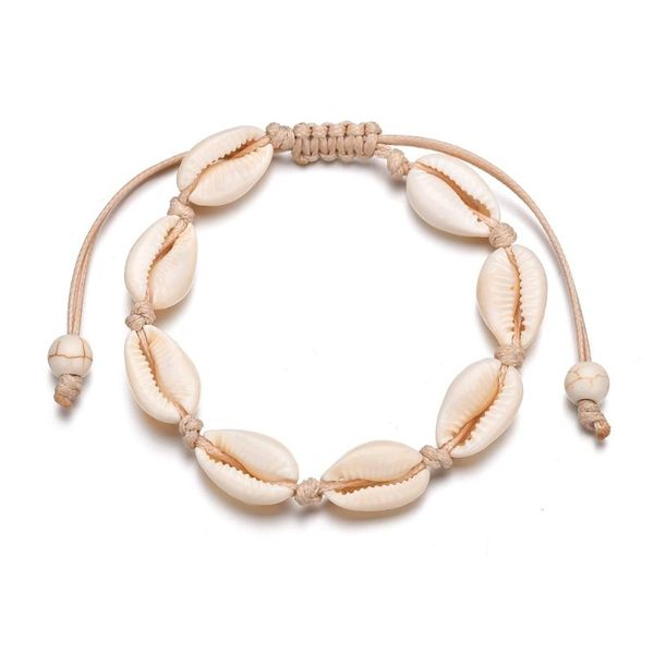 

charm bracelets fashion jewelry boho ocean shell beads chain beach bracelet tassel wholesale, Golden;silver