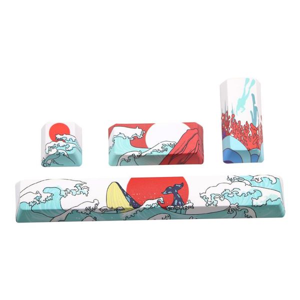 

keyboards 2021 coral sea theme pbt five sides dye-subbed keycap space bar 6.25u esc entre keys oem profile keycaps.