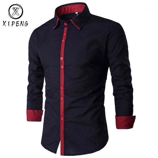 

men's casual shirts 2021 brand mens business shirt long-sleeved slim fit dress hit color camisa social masculina chemise homme1, White;black