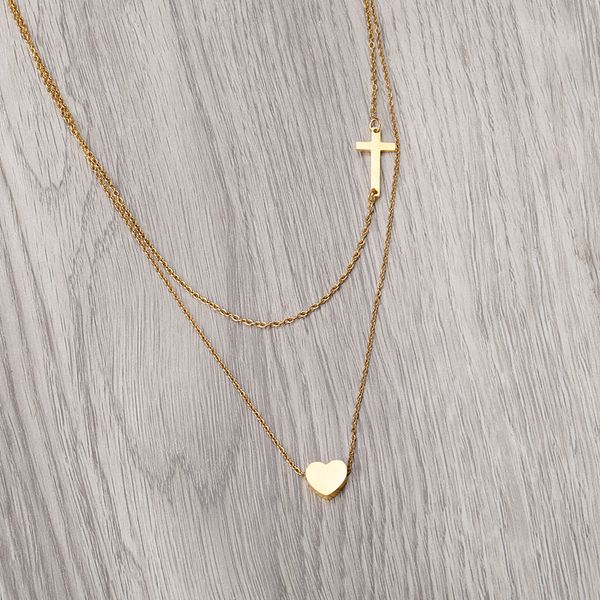 Trendige geschichtete kleine Kreuz-Herz-Halskette Goldkette Halsketten für Frauen Mädchen Silber Halsband Party Hochzeit Schmuck