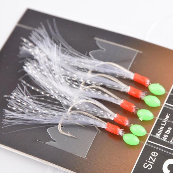 

25pcs/set carbon steel fishing hooks luminous bead hook with nylon line string tackle accessory