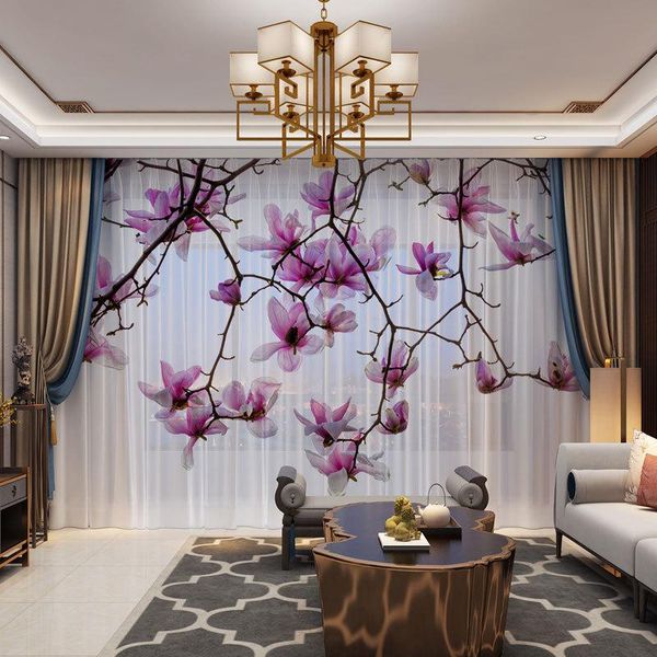 

customized po floral curtains drape panel sheer tulle 3d window for living room door kitchen bedroom curtain & drapes