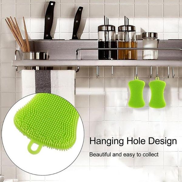 

cleaning cloths 3pcs dish tool silicone washing brush pot pan sponge scrubber bowl cleaner kitchen