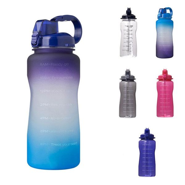 

water bottle gradient large-capacity sports with straw fitness outdoor