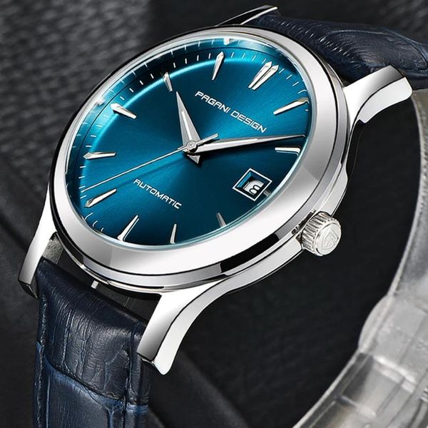 

wristwatches pagani design 2021 men's mechanical watch brand 50m waterproof automatic classic fashion luminous hands clock men, Slivery;brown