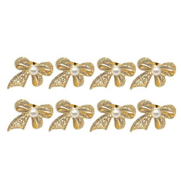 

napkin rings 8pcs pearls bowknot buckles rhinestone holders wedding christmas party dinner table decor