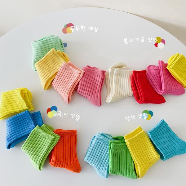 

socks toddler boy kids wholesales cotton girls solid 4 pairs /pack, Pink;yellow