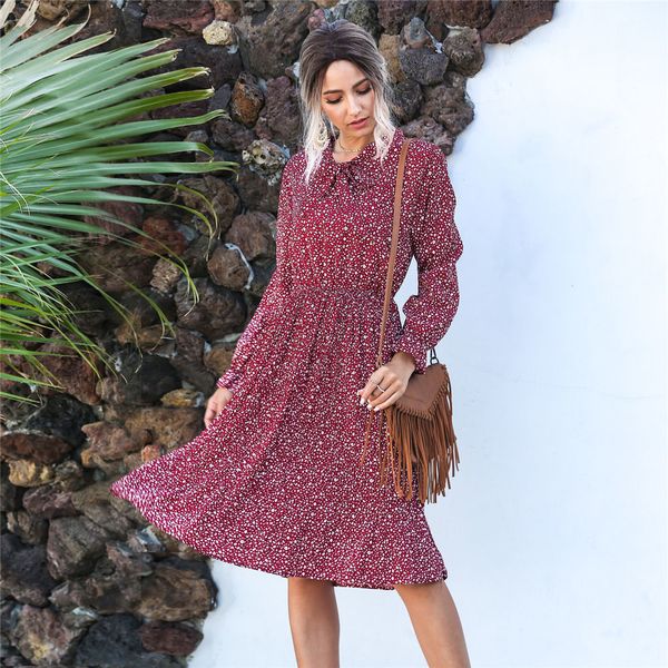 

dresses spring summer print women casual bow butterfly sleeve high waist knee length party es ladies k66n, Black;gray