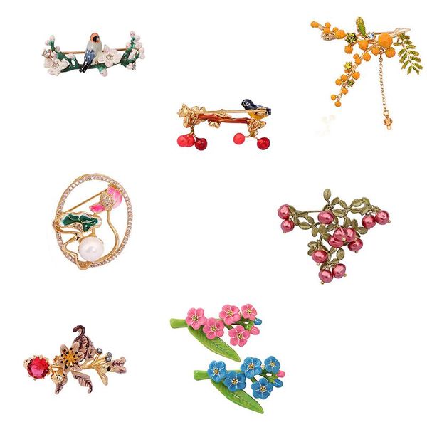 

pins, brooches mimosa fruit plant brooch pin freshwater pearl corsage fashion clothing accessories 2021 trend jewelry for women, Gray