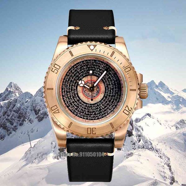

watch official men's tin bronze diving scripture water ghost sapphire crystal 200m waterproof swimming mechanical, Slivery;brown
