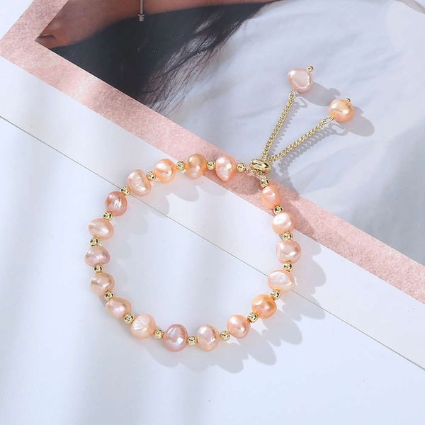 

strands baroque freshwater pearl friend bracelet special-shaped 14k wrapped gold bracelet net red, Black