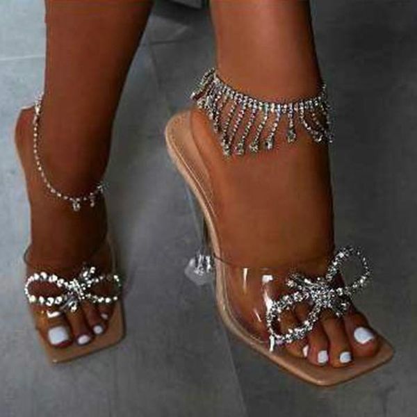 

fashion crystal transparent women slippers clear cup heeled female slides ladies mules high heels slipper gladiator sandals, Black