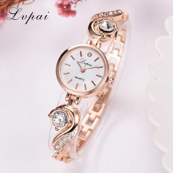 

wristwatches lvpai marke luxus strass uhren frauen quarz armband damen kleid neue mode rose gold uhr relogios kol saati, Slivery;brown
