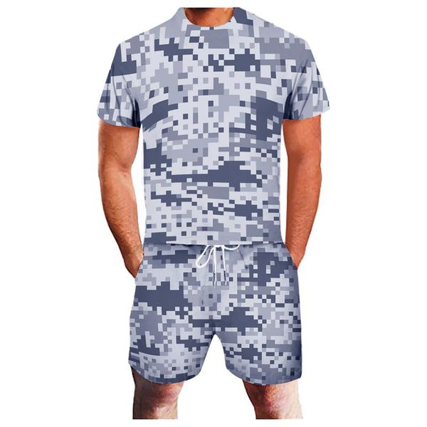 

men's tracksuits summer suit sportswear leisure sports 3d military fitness outdoor running two-piece jogging bodybuild suits, Gray