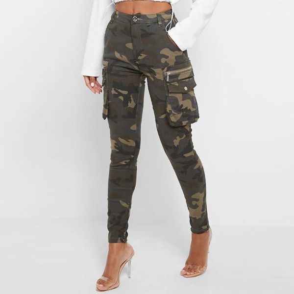 

women fashion camo cargo pants high waist pocket trousers military army combat camouflage long ladies clothes d30 women's & capris, Black;white