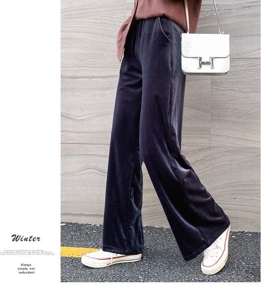 

high waist corduroy wide leg pants female women's & capris, Black;white