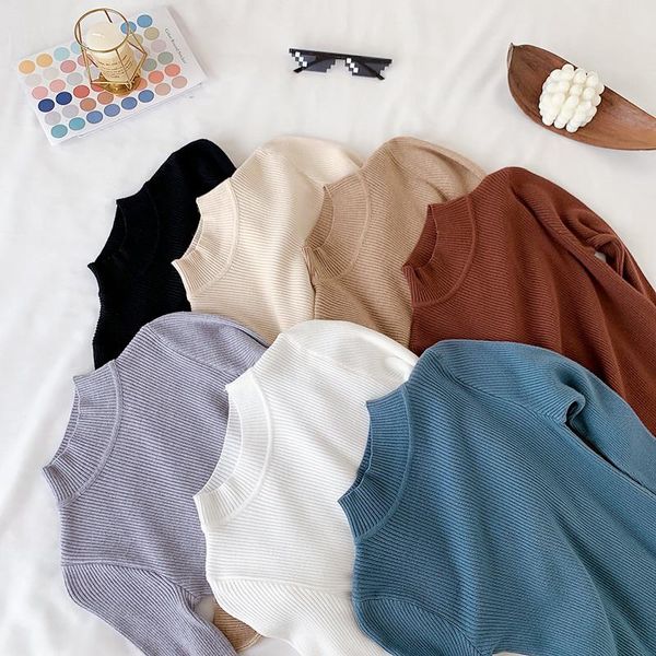 

women's sweaters dreamlikelin autumn winter slim green sweater korean style pullover long sleeve knitted turtlenecks for girls, White;black