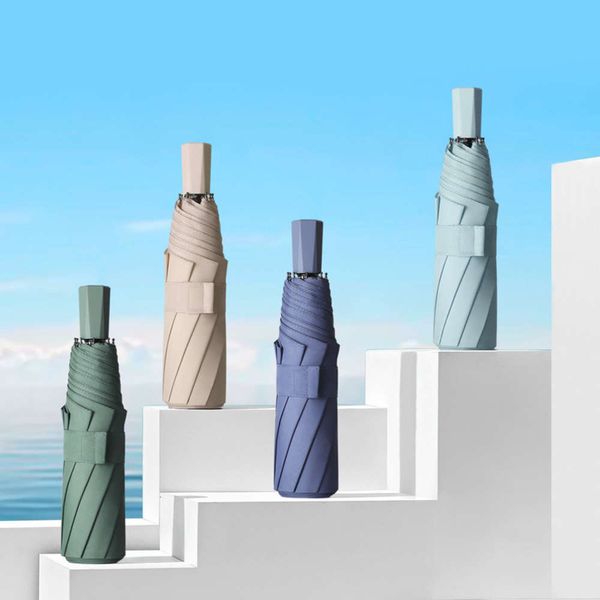 

three fold sunshade simple fashion solid color business men and women sunny umbrella folding advertising