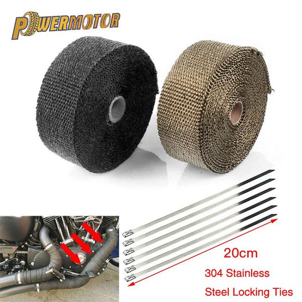 

2.5cm*5m motorcycle exhaust thermal wrap roll heat for fiberglass shield tape with stainless ties pipe