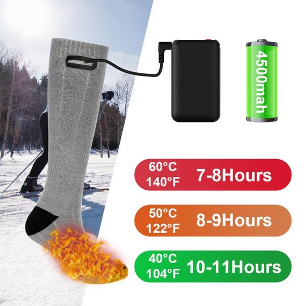 

sports socks heating sock three modes elastic comfortable water resistant electric warm set winter outdoor, Black