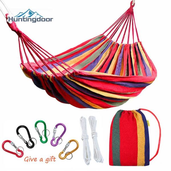 

outdoor pads single double leisure bed canvas hanging durable hamac sleeping swing hammock camping hunting send rope buckle