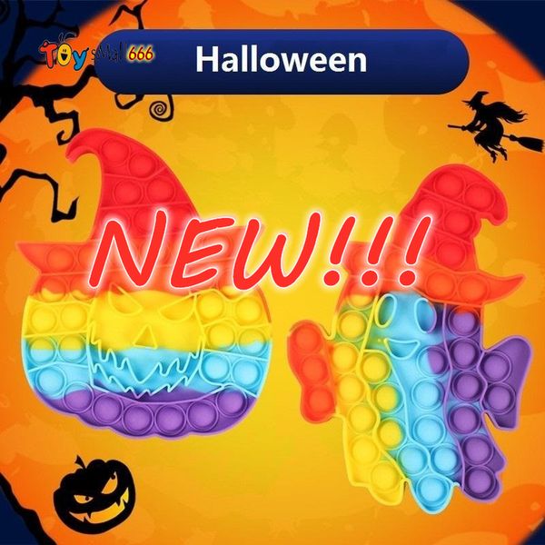 

fidget toys party favor halloween rainbow pumpkin deskdecompression silicone puzzle finger push bubble toy