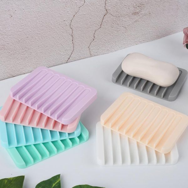 

soap dishes silicone bathroom fixtures hardware tray soapbox plate holder anti-skidding home improvement