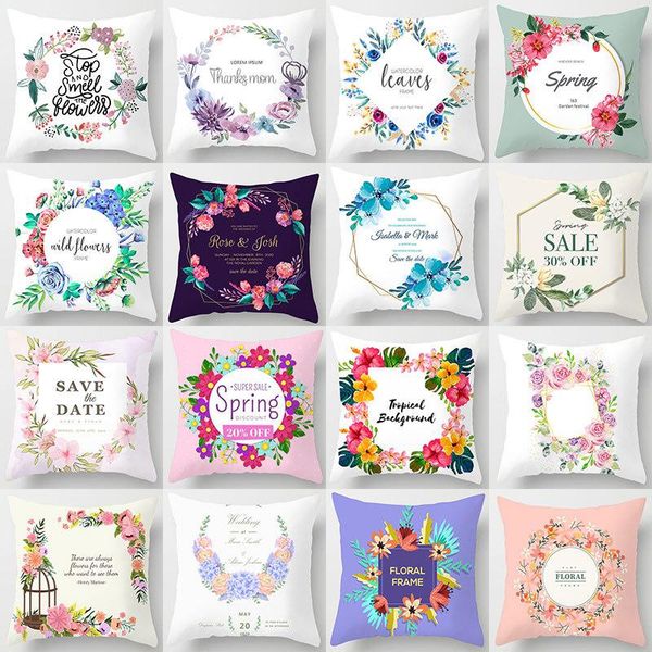 

cushion/decorative pillow home decor ins plant floral cover 2021 decorative microfiber sofa car throw case spring cushion covers 18x18inch