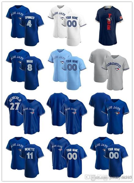 

custom jersey mens women youth 8 cavan biggio 4 george springer 11 bo bichette 27 vladimir guerrero jr. baseball jerseys, Blue;black