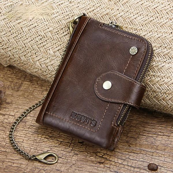 

wallets 2021 men's retro leather wallet short multifunctional zipper coin purse fashion, Red;black
