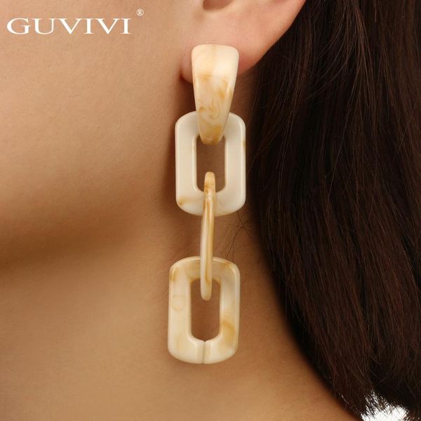 

dangle & chandelier simple design square beads drop earrings for women bohemian acetate long pendientes hanging fashion jewelry 2021, Silver