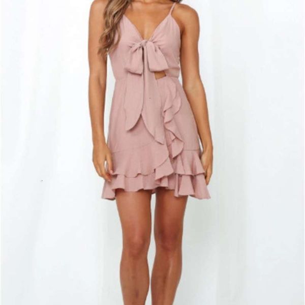 

sleeveless casual dresses summer open back slim v-neck bow lace up dress, Black;gray