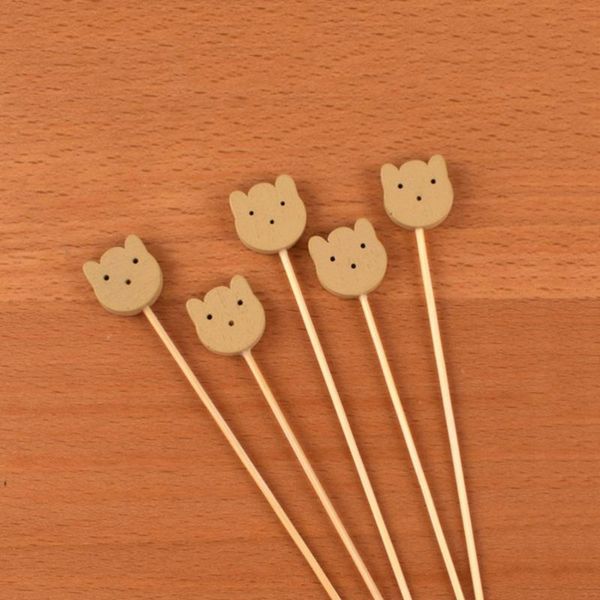 

forks 100 pack cocktail picks 4.7 inch fruit sticks bear bamboo toothpicks for wedding birthday party supplies