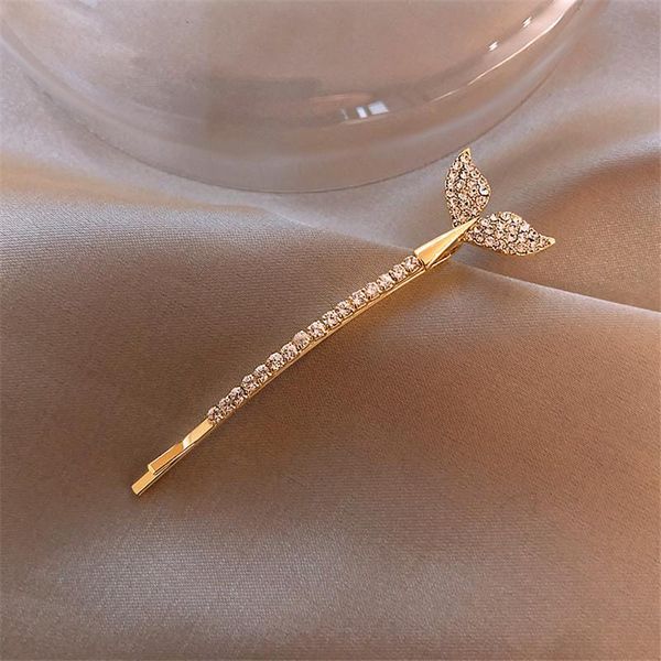 

hair clips & barrettes shinning rhinestone mermaid tail long for women ladies gold color alloy trumpet temperament accessories, Golden;silver