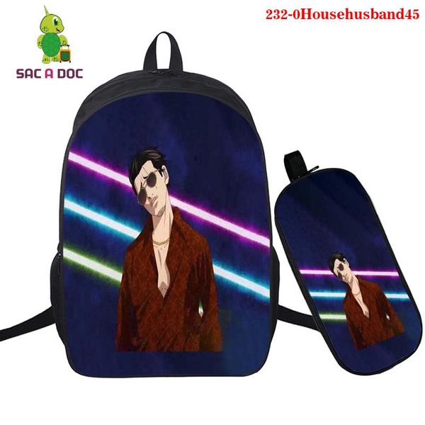

backpack student bag the way of househusband piece set 3d 2 boy hip hop pencil case female