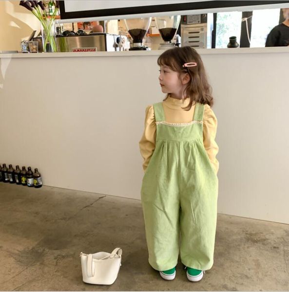 

jumpsuits 2021 stlye girls boys corduroy thicken overalls winter cotton fashion kids pants 2-8t hs96, Blue