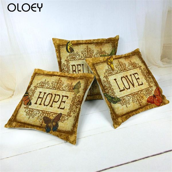 

cushion/decorative pillow vintage golden letter linen cushion cover, 45x45cm, home bedroom office decoration el cover