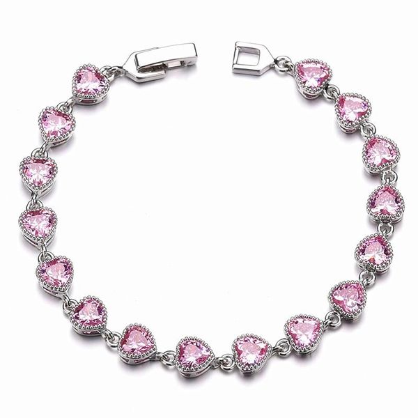 

link, chain 3a zircon copper clad inlaid heart-shaped woman's bracelet, Black