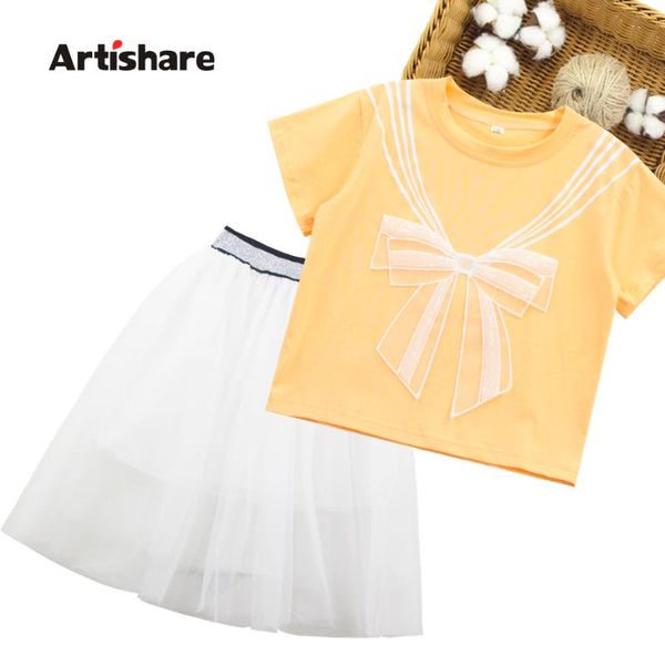 

clothing sets kids clothes girls tshirt + mesh skirt for 2021 est outfits summer tracksuit 6 8 10 1 214, White