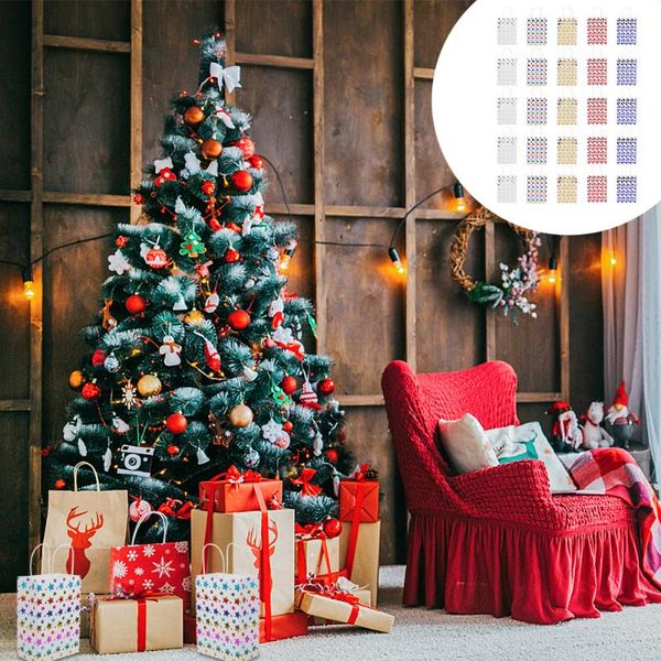 

gift wrap 25pcs novel christmas prints bags kraft candy goodies tote