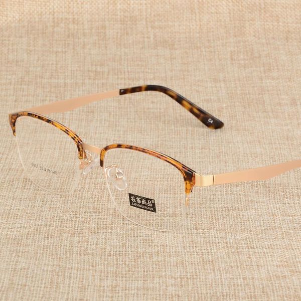 

fashion sunglasses frames vintage eyeglass frame chaohan version of the universal myopia square half metal art flat mirror, Black