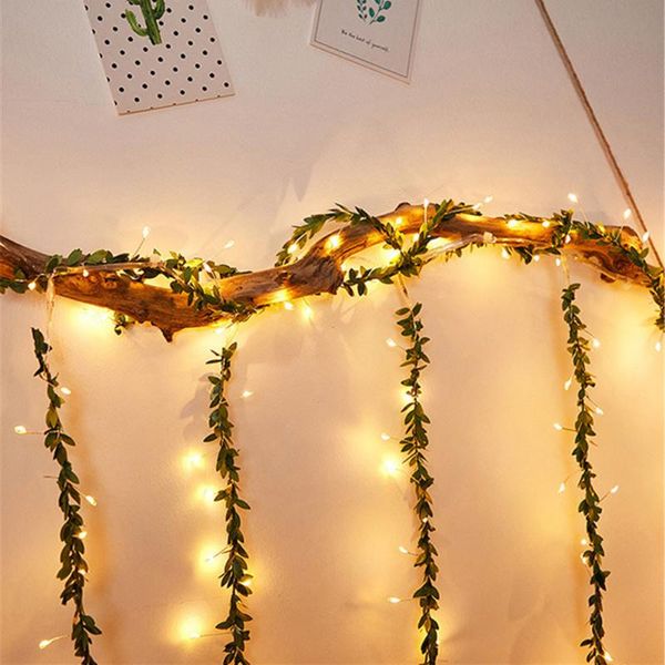 

operated 3x1m artificial green leaf vine curtain icicle string light christmas garland lights for garden window holiday led strings