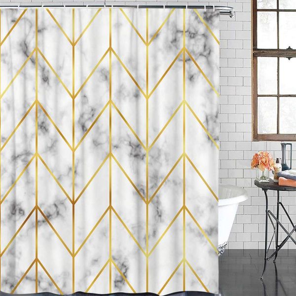 

marble abstract geometric shower curtain polyester fabric waterproof curtains modern bathroom