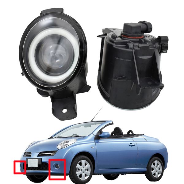 Nebelscheinwerfer für Nissan March Micra C+C (K12), Cabrio-Scheinwerfer, hochwertiges Paar, Styling Angel Eye LED-Linsenlampe