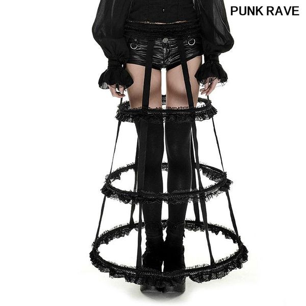 

skirts fashion cute lace hollow out stage performance ankle lolita women cosplay perspective maxi skirt punk rave q-289, Black