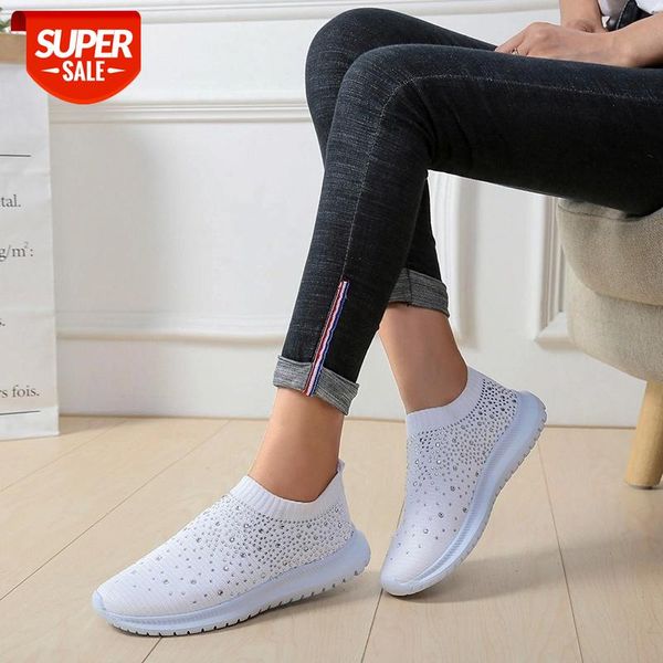 

women flats sneakers crystal fashion bling sneakers casual slip on sock trainers summer women vulcanize shoe zapatillas mujer #0c2i